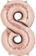 Színes Rose Gold óriás szám fólia lufi 8-as 86x53 cm