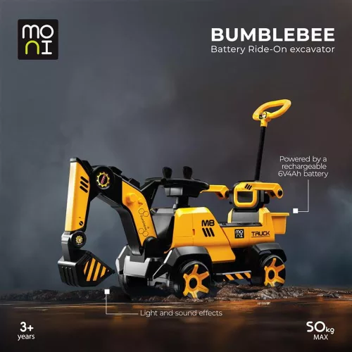 Moni BUMBLEBEE ráülős akkus vezethető kotrógép SÁRGA/FEKETE
