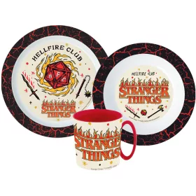   Stranger Things Upside Down étkészlet, micro műanyag szett bögrével 350 ml