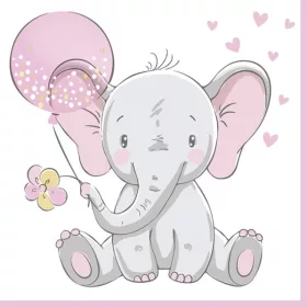 Baby elefánt Pink Balloon szalvéta 20 db-os 33x33 cm