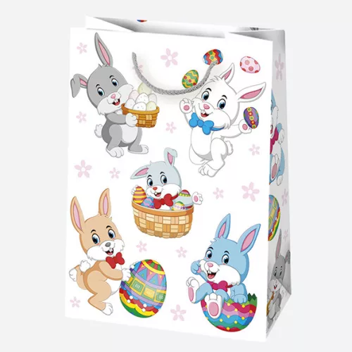 Húsvét Bunnies papír ajándéktasak, ajándékzacskó 23x32x11 cm