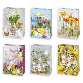   Húsvét Floral papír ajándéktasak, ajándékzacskó 23x32x11 cm