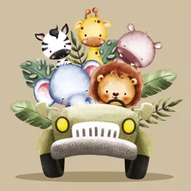 Állatos Safari in the Jeep szalvéta 20 db-os 33x33 cm