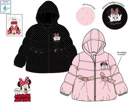 Disney Minnie Heart gyerek bélelt kabát 3 - 8 év / 98 - 128 cm
