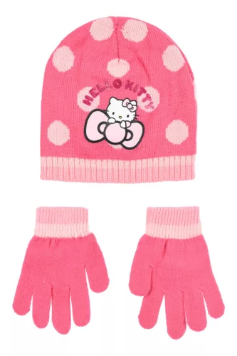 Hello Kitty Cute Dots gyerek sapka + kesztyű szett 52-54 cm