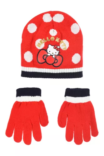 Hello Kitty Cute Dots gyerek sapka + kesztyű szett 52-54 cm