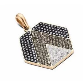 Victoria Rose gold színű fekete, fehér köves medál